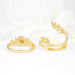 Vintage Leaf & Vine Hexagon Cut Nature Inspired Citrine Bridal Ring Set for Her - Additional view