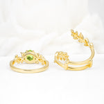 Vintage Leaf & Vine Hexagon Cut Nature Inspired Peridot Bridal Ring Set for Her - Additional view