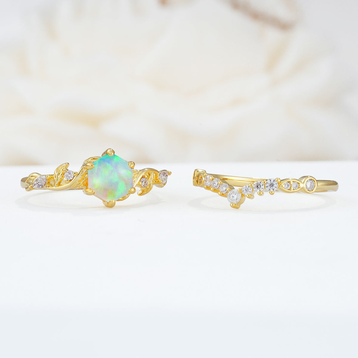 SR17149 Fire Opal Ring - White-Gold