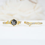SR17149 Black Rutilated Quartz Ring - White-Gold