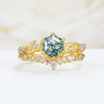 SR17149 Moss Agate Ring - Yellow-Gold