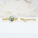 SR17149 Moss Agate Ring - White-Gold