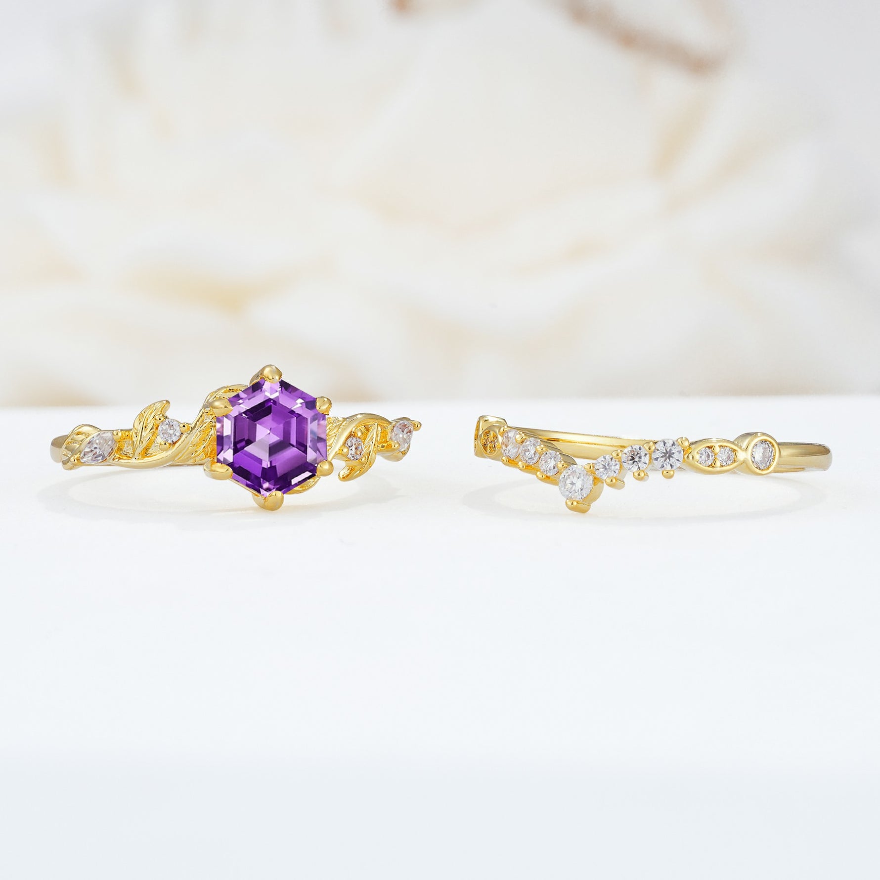 SR17149 Amethyst Ring - White-Gold