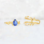 Pear Cut Sapphire Leaf Vine Bridal Ring Set - Additional view