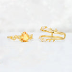 Pear Cut Citrine Leaf Vine Bridal Ring Set - Additional view
