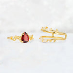 Pear Cut Garnet Leaf Vine Bridal Ring Set - Additional view