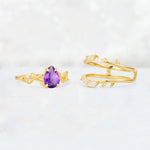 Pear Cut Amethyst Leaf Vine Bridal Ring Set - Additional view