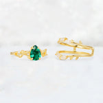 Pear Cut Emerald Leaf Vine Bridal Ring Set - Additional view