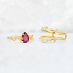 Pear Cut Ruby Leaf Vine Bridal Ring Set - Additional view