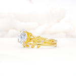 Botanical Twisted Vine Pear Cut Moissanite Bridal Ring Set - Rose-Gold