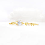 Botanical Twisted Vine Pear Cut Moissanite Bridal Ring Set - White-Gold