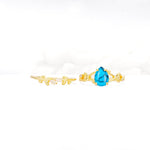 Botanical Twisted Vine Pear Cut Turquoise Bridal Ring Set - Additional view