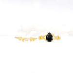 Botanical Twisted Vine Pear Cut Black Onyx Bridal Ring Set - Additional view