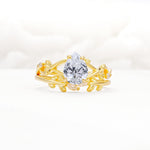 Botanical Twisted Vine Pear Cut Lab Diamond Bridal Ring Set - Yellow-Gold