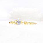 Botanical Twisted Vine Pear Cut Lab Diamond Bridal Ring Set - White-Gold
