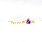 Botanical Twisted Vine Pear Cut Amethyst Bridal Ring Set - Additional view
