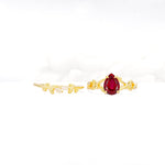 Botanical Twisted Vine Pear Cut Ruby Bridal Ring Set - Additional view