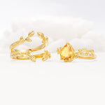 Pear Cut Citrine Floral Engagement Ring Set - Additional view
