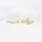 Nature-Inspired Pear Cut Moissanite Engagement Ring Set with Twisted Vine Accents - Additional view