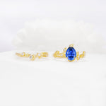 Nature-Inspired Pear Cut Sapphire Engagement Ring Set with Twisted Vine Accents - Additional view