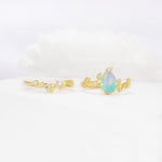 Nature-Inspired Pear Cut Fire Opal Engagement Ring Set with Twisted Vine Accents - Additional view