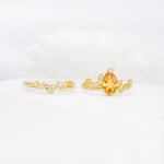 Nature-Inspired Pear Cut Citrine Engagement Ring Set with Twisted Vine Accents - Additional view