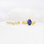 Nature-Inspired Pear Cut Tanzanite Engagement Ring Set with Twisted Vine Accents - Additional view