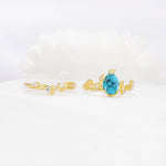 Nature-Inspired Pear Cut Turquoise Engagement Ring Set with Twisted Vine Accents - Additional view