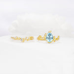 Nature-Inspired Pear Cut Aquamarine Engagement Ring Set with Twisted Vine Accents - Additional view
