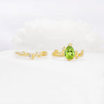 Nature-Inspired Pear Cut Peridot Engagement Ring Set with Twisted Vine Accents - Additional view
