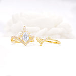 Tiara Pear Cut Moissanite Bridal Ring Set with Chevron Enhancer Band - Additional view