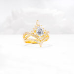 Tiara Pear Cut Lab Diamond Bridal Ring Set with Chevron Enhancer Band - Rose-Gold