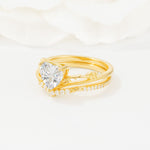Nature Inspired Heart Cut Moissanite Bridal Ring Set - Rose-Gold