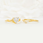 Nature Inspired Heart Cut Moissanite Bridal Ring Set - Additional view