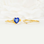 Nature Inspired Heart Cut Sapphire Bridal Ring Set - Additional view