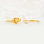Nature Inspired Heart Cut Citrine Bridal Ring Set - Additional view