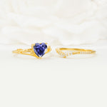 Nature Inspired Heart Cut Tanzanite Bridal Ring Set - Additional view