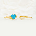 Nature Inspired Heart Cut Turquoise Bridal Ring Set - Additional view
