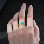 Nature Inspired Heart Cut Turquoise Bridal Ring Set - Additional view