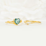 Nature Inspired Heart Cut Moss Agate Bridal Ring Set - Additional view