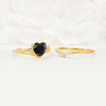 Nature Inspired Heart Cut Black Onyx Bridal Ring Set - Additional view