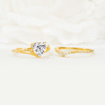 Nature Inspired Heart Cut Lab Diamond Bridal Ring Set - Additional view