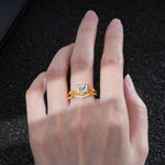 Nature Inspired Heart Cut Lab Diamond Bridal Ring Set - Additional view