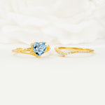 Nature Inspired Heart Cut Aquamarine Bridal Ring Set - Additional view