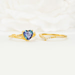 Nature Inspired Heart Cut Alexandrite Bridal Ring Set - Additional view