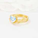 Nature Inspired Heart Cut Moonstone Bridal Ring Set - Rose-Gold