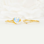 Nature Inspired Heart Cut Moonstone Bridal Ring Set - Additional view