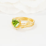 Nature Inspired Heart Cut Peridot Bridal Ring Set - Rose-Gold