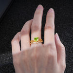 Nature Inspired Heart Cut Peridot Bridal Ring Set - Additional view