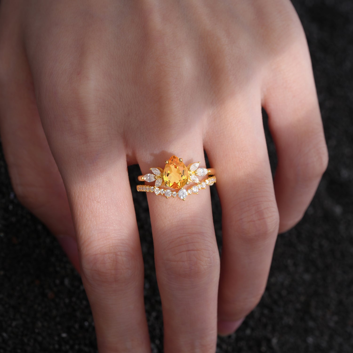SR17165 Citrine Ring - Rose-Gold